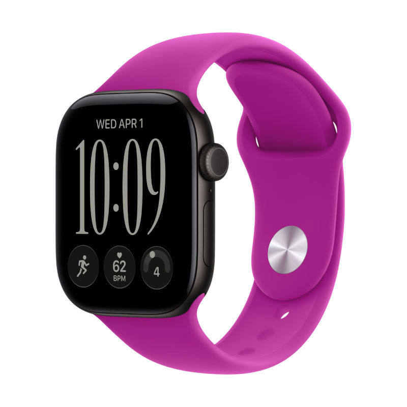 Apple Watch Series 12, 42 mm, Black Aluminum Magenta Sport Band M/L